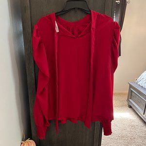 Womens 2023 Long Sleeve High Neck Puff Long Sleeve Casual Loose Blouse